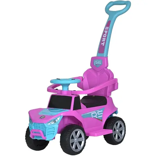 Детская каталка-толокар Bambi Racer 2 в 1 с музыкой и светом, розовая с голубым