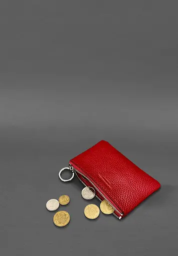 Кожаная монетница / мини-косметичка 3.0 красная флотарь - фото 3