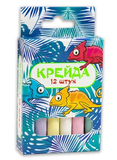 Крейда маленька кругла, 12 штук, різнокольорова, Стратег, 4 шт. в упаковці