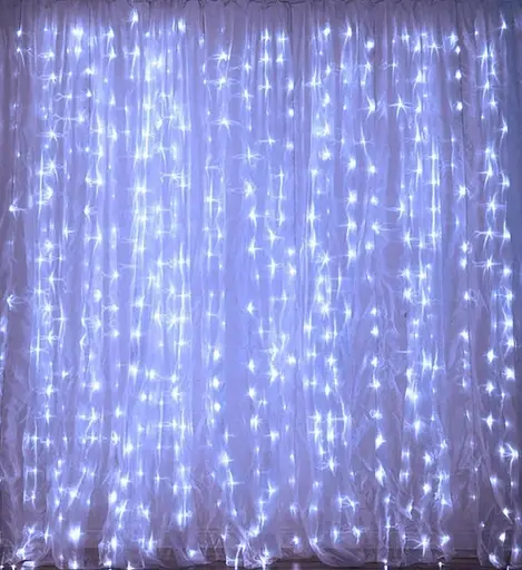 Гирлянда штора Водопад 3х2.6 м 280 LED (прозрачный шнур, с переходником) Белый свет - фото 5