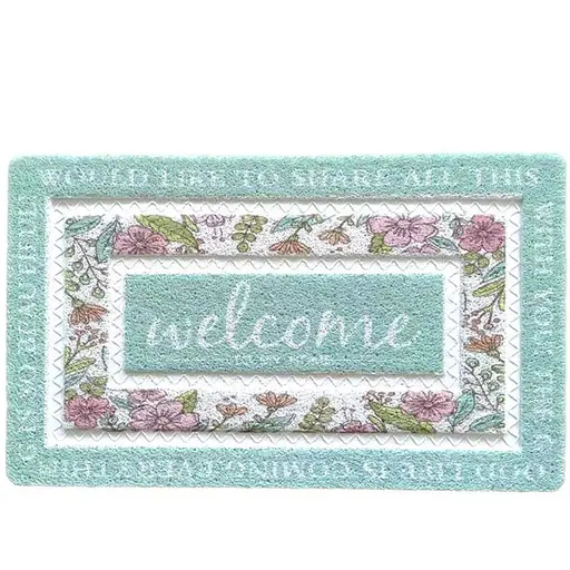 Килимок придверний Welcome прямокутний 60х40 см, м'ятний Yiwu HP-47-1M