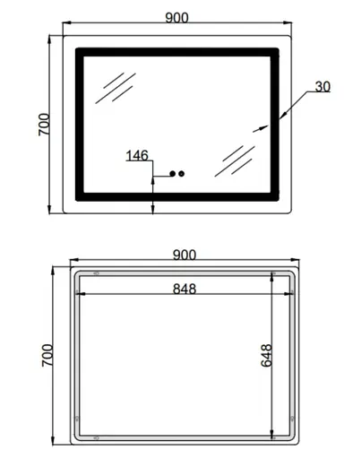 Дзеркало Lidz Kubis (KU2) 900х700 мм з LED-підсвічуванням Touch LD78LF90448452 - фото 12