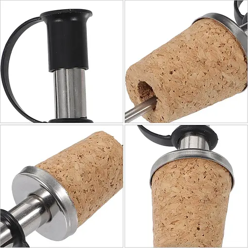 Пробка-носик гейзер дозатор пробковий для розливу з пляшки з носиком з нерж. сталі (2 шт. у комплекті), Kitchen Master Чорний 86530 - фото 8
