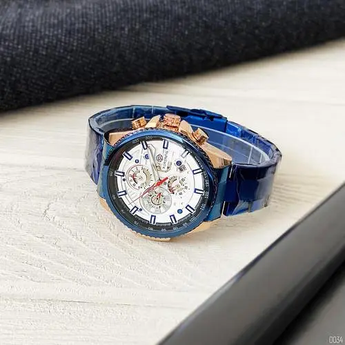 Наручний годинник чоловічий 6909 Blue-Cuprum-White Forsining acs0031391 - фото 5