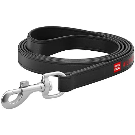 Повідець для собак Waudog Design шкіряний малюнок "Я люблю свою собаку", L-XXL чорний - фото 3