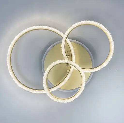 Современная светодиодная люстра на 3 кольца в золотистом корпусе с акрилом, имитирующая фактурный хрусталь Ст. A 77065/3B RGB SG | Line F - фото 1