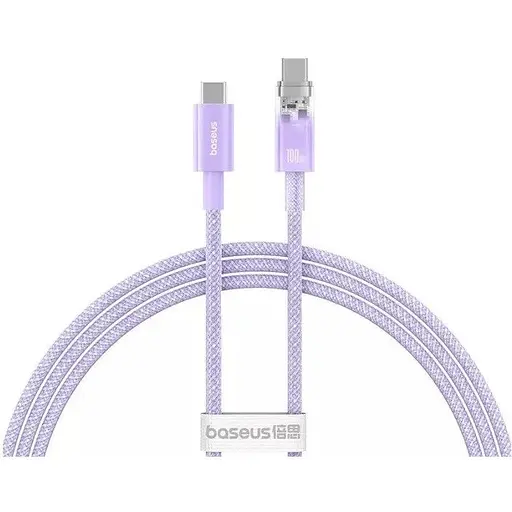 Кабель Baseus Explorer Series Fast Charging Cable with Smart Temperature Control USB-C to USB-C 100W 1 м Nebula Purple - фото 1