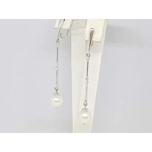 Золоті сережки Геліос з діамантами і перлами. Артикул 3032719 - фото 2