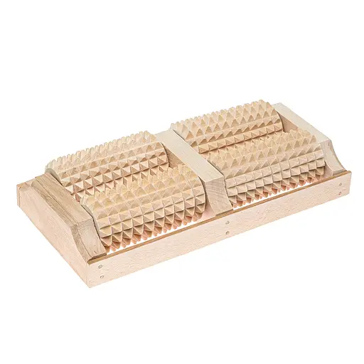 Масажер для ніг дерев'яний зубчастий на 4 ролика 26х13х5.5 см, Woodly 84225 - фото 1