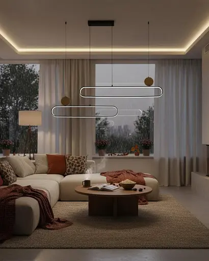 Підвісний світильник, люстра Goldlux 333889 Florentyna LED 1x48W 4000K 6000Lm IP20 чорний - фото 2