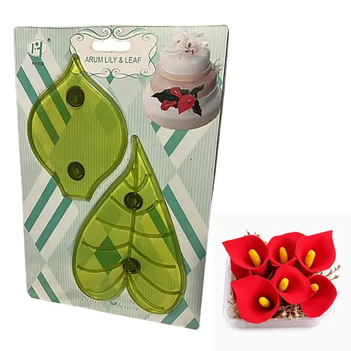 Кондитерська вирубка-плунжер для мастики «Пелюсток кали / лист лілії» Зелений 88318 - фото 3