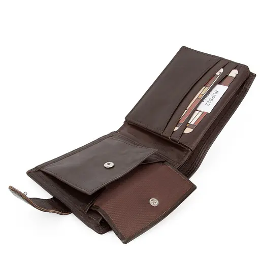 Портмоне мужское кожаное SU822 Virginia Conti на кнопке коричневое - фото 5