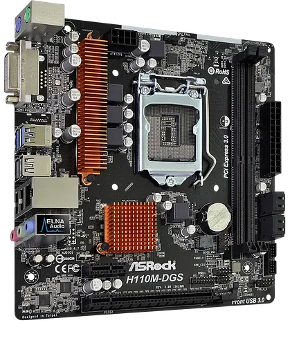 Материнская плата ASRock H110M-DGS LGA 1151v1 (H110M-DGS) Б/У - фото 2