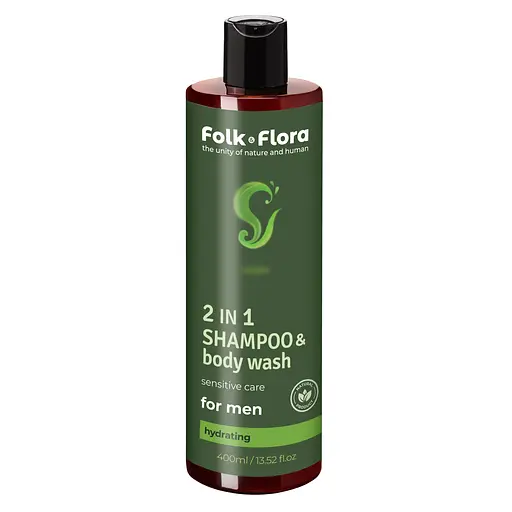 Мужской шампунь-гель для душа 2в1 Folk&Flora Увлажняющий 400 мл - фото 1