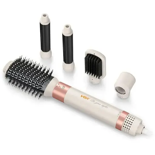 Фен-щітка VGR V-487 Violet 5-в-1 для сушки, укладки та завивки волосся Білий 800 Вт - фото 1