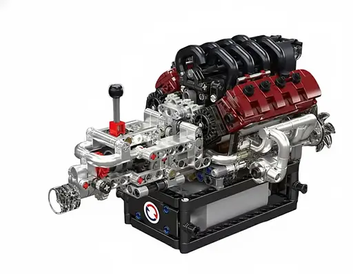 Конструктор двигатель Mould King Gran Turismo S Maseratti V8 Engine моторизованный детский мотор 787 деталей - фото 2