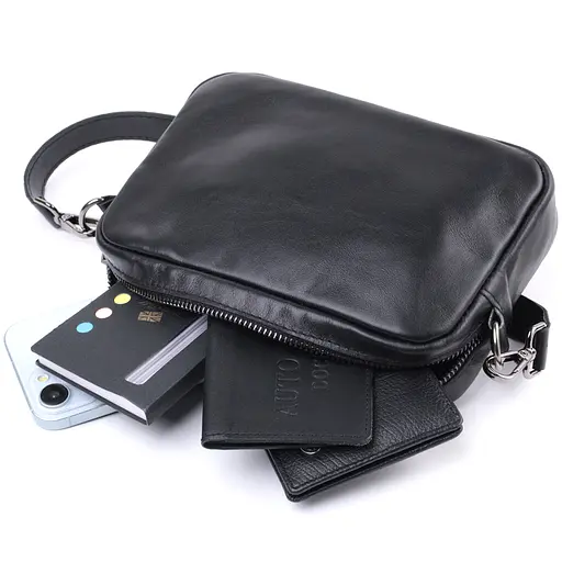 Классическая сумка кросс-боди Shvigel из гладкой натуральной кожи 21х13.5х5 см sum0027038 - фото 8