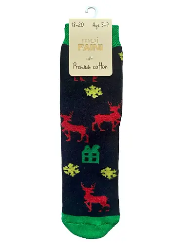 Дитячі махрові шкарпетки з індійської бавовни чорні 423014 - фото 2