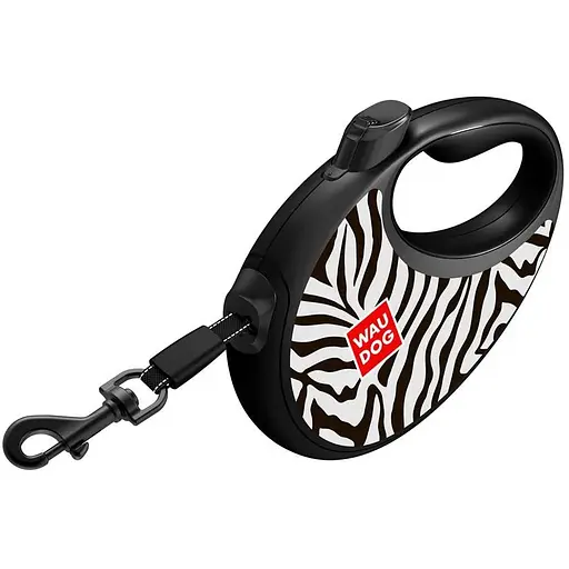 Повідець-рулетка для собак Waudog R-leash з контейнером для пакетів, малюнок "Зебра", світловідбивна стрічка, L - фото 4