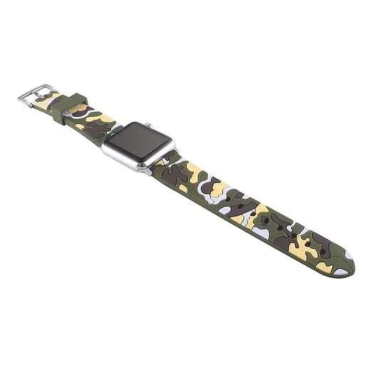 Ремінець Creasted для годинника Apple Watch 38 мм 40 мм силіконовий з пряжкою, Camouflage with yellow - фото 4