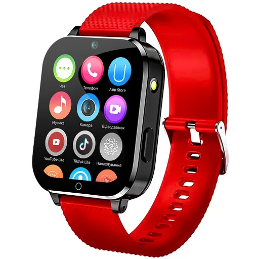 Смарт-часы JETIX DF100 Pro c 4G видеозвонком, виброзвонком и влагозащитой IP67 - White красный