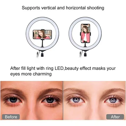 Кільцева USB LED лампа Puluz PKT3053B 10"+ штатив 1.1 м - фото 6