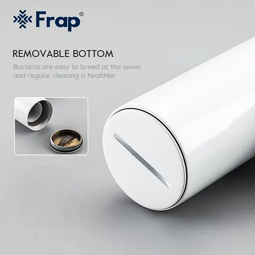 Напівсифон для умивальника Frap F82-6 під донний клапан, латунь, білий, Білий - фото 5