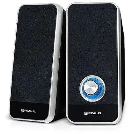 Колонки 2.0 REAL-EL S-80 черный, 2 x 3 Вт, пластиковый корпус, питание от USB, управление спереди (S-80) - фото 1