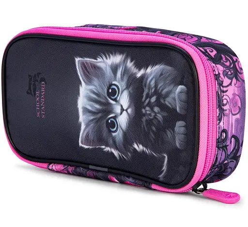 Пенал шкільний для дівчинки з Котиком м'який School Standard (PSS-116) - фото 4