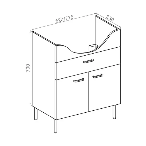 Тумба для підлоги RJ Iris-L з умивальником RJ Lotus RZJ201 65 см Білий RJFU047-0165WHSET(RJFU047-0165WH + RZJ201) Білий - фото 2