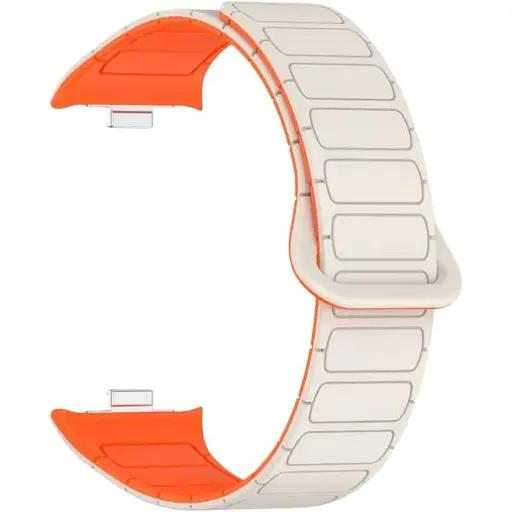 Ремешок DK CDK для Xiaomi Mi Smart Band 9 Pro Silicone Shaped Magnetic Band (018838) (ivory / orange)