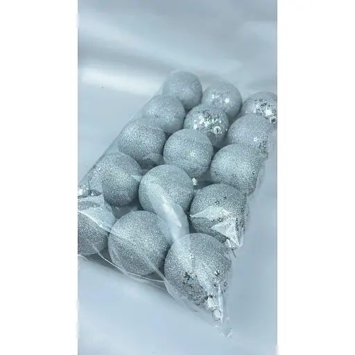 Набор новогодних шаров на елку Dashuri 15 штук 6 см блеск, серебряный 60116603 - фото 2