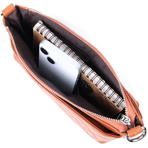 Женская сумка Vintage среднего размера на три отделения из натуральной кожи 24х15х9 см sum0027018 - фото 9