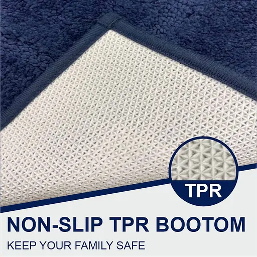  Набір килимків 2 шт : 40 x 60 см і 50 x 80 см - екстра м’який, абсорбуючий, міцний, прорезинений – Синій - фото 3