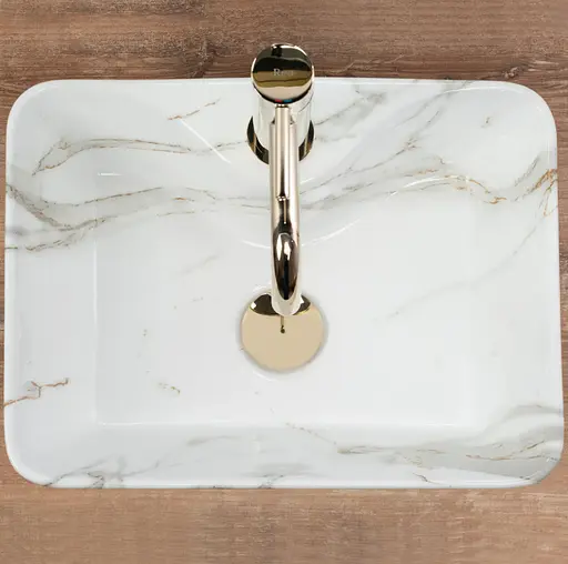 Умивальник Rea Kelly Mini Shiny Aiax накладний мармур REA-U6504, Мармур - фото 5