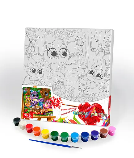 Розпис на полотні Сови, 31x31 см, Сюжет №6, PX-07-06