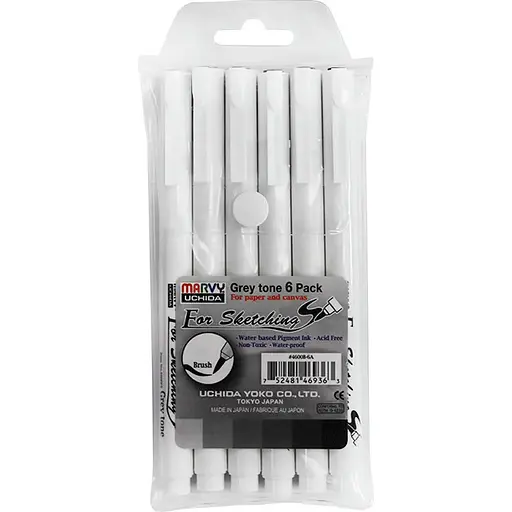 Набор мультилайнеров Marvy серые оттенки 6 шт.   - фото 1
