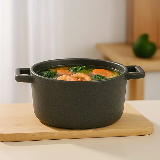 Керамическая кастрюля круглой формы, 3 л, S&T Серый 87070 - фото 4