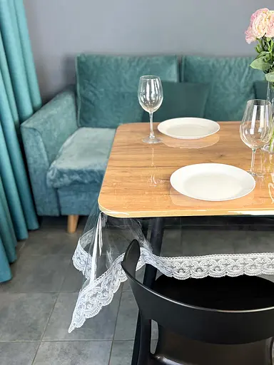 Силіконова скатертина з сірим мереживом Арка 7 см 130х130 см - фото 2