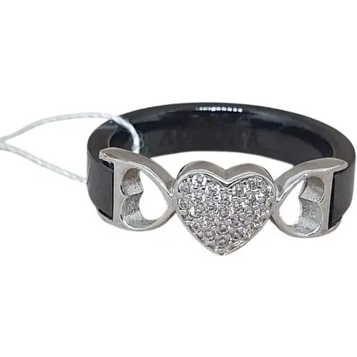 Серебряное кольцо Aurora с керамикой и фианитами. С1101Ч 16,5