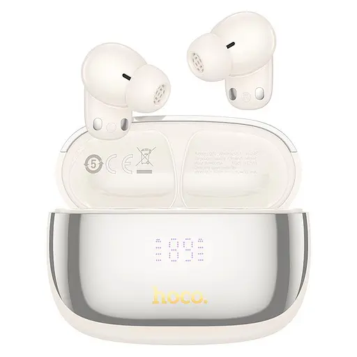 Бездротові навушники Hoco EQ20 Rhyme true wireless ANC+ENC noise reduction BT headset, BT5.4, 40mAh, 400mAh, 6-7h, Milky white - фото 2