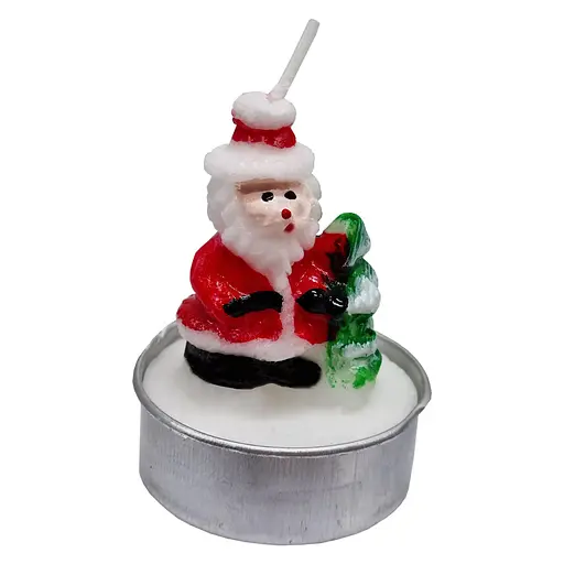 Новогодняя свеча "Санта Клаус с елкой" Bambi 10-81-4 размер свечи 3,5х5 см - фото 1