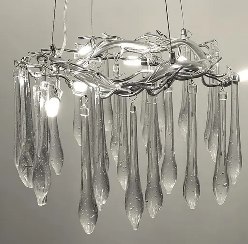 Роскошная люстра в хроме со стеклянными подвесами Ст. MD 9006 CH | Line F - фото 3