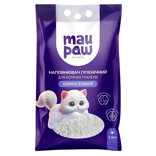 Уценка. Наполнитель гигиенический силикагелевый MAU PAW для кошачьих туалетов 3.8 л 1.6 кг 1-8 мм (973575) - фото 1