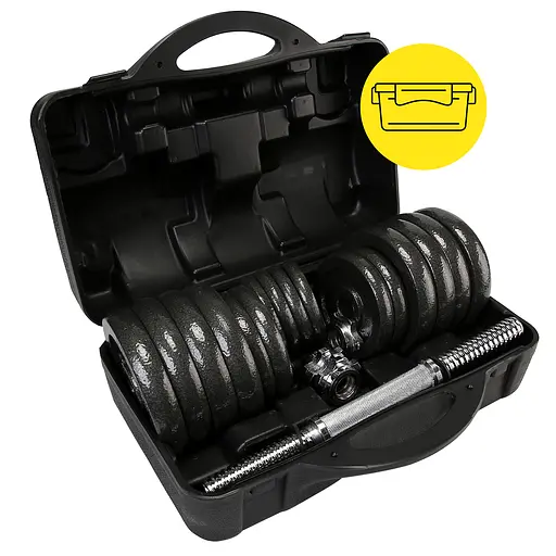 Гантелі металеві Cornix 2 x 15 кг набірні, в кейсі Black XR-0442 - фото 6