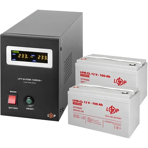 Источник бесперебойного питания (ИБП) LogicPower B1500 + 2 x LPM-GL батарея 12V - 100Ah (19800) [110357]