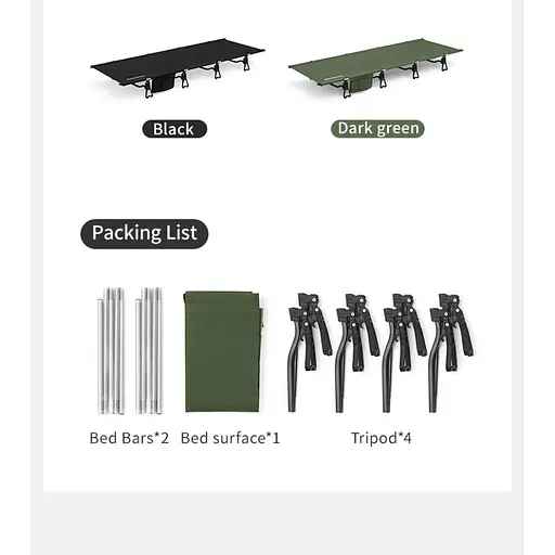Кровать туристическая складная Naturehike XJC08 CNK2550WS020 (полиэстер + алюминий) Черный - фото 2