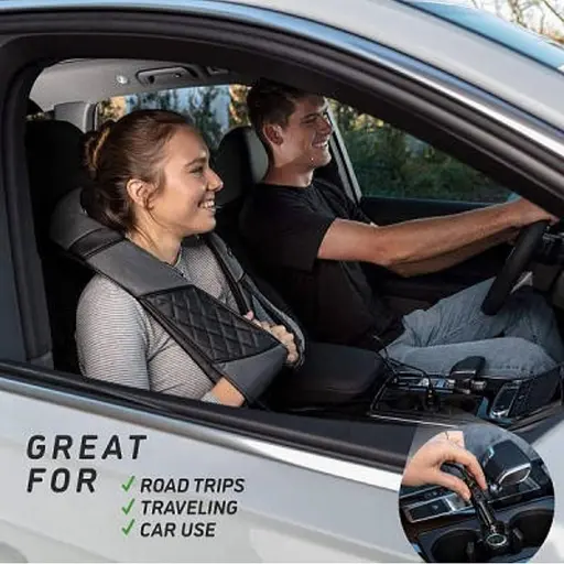 Массажер для шеи и плеч с прогревом, сумкой и адаптером в автомобиль Черный - фото 8