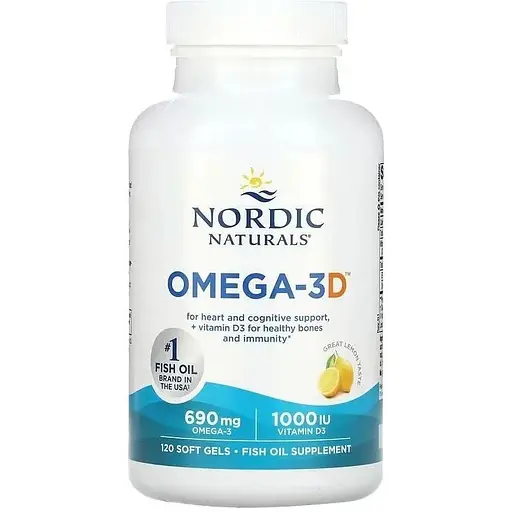 Жирные кислоты Nordic Naturals Omega-3D, 120 капсул - Лимон