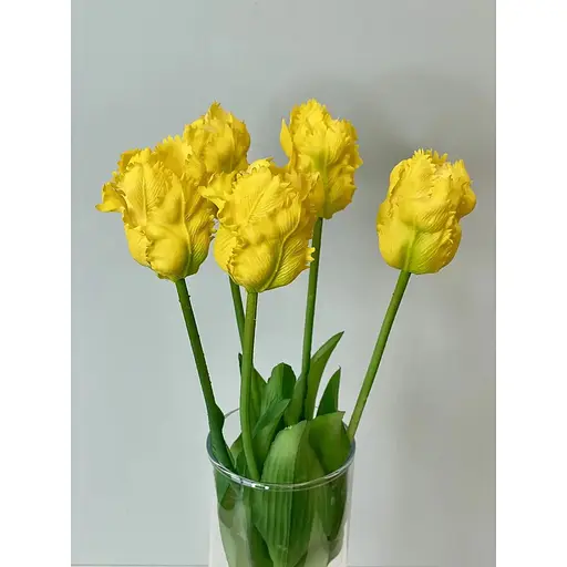Тюльпани штучні Hvoya Real Touch латексні махрові 5 шт. жовті - фото 4
